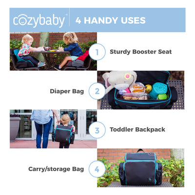3 in 1 - Cozy Travel Booster Seat / Backpack / Diaper Bag for Your Toddler/Baby